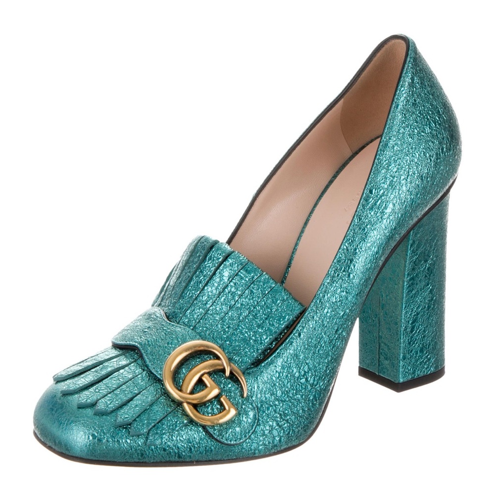 Gucci GG Marmont Pumps / heels Metallic Green 40